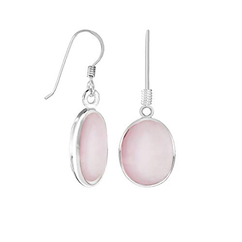 Tuscany Silver Women's Sterling Silver 11 x 14 mm Oval Pink Mother of Pearl Drop Earrings