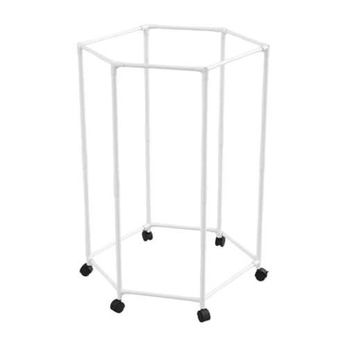 Image of Lukzer 360Rotating Hexagonal Clothes Drying Rack Double Layer Metal & Plastic Floor-Standing Coat Hanger with Wheels Freestanding Storage Organizer for Bedroom Balcony, Dorm, Living Room White CH-095