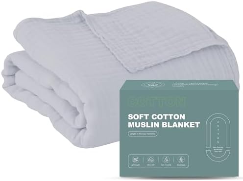 Cosy Family 6 Layer Muslin Bed Blanket - Breathable and Lightweig...