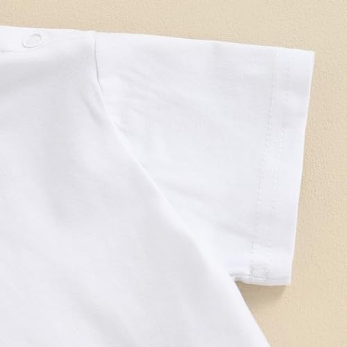 Image of Toddler Baby Boy Girl Short Sleeve Crew Neck T Shirt Pullover Sweatshirt Summer Basic Tee Solid Casual Clothes
