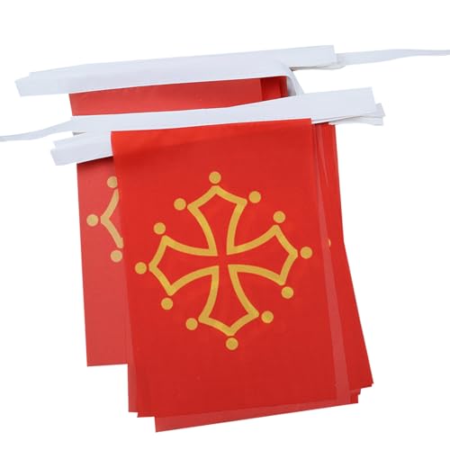 AZ FLAG - Guirlande Drapeau Midi-Pyrénées - Occitanie - 6 Mètres Avec 20 Fanions Occitan - France De 21x14 cm - Petits Drapeaux 100% Polyester - 60g
