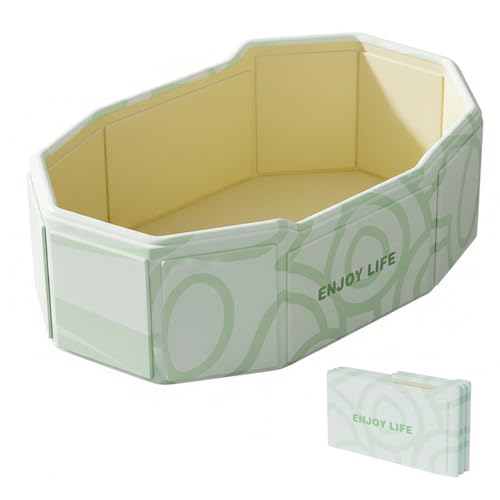 Bañera plegable para bebés, Bañera plegable para bebés, portátil para niños con diseño ergonómico y fácil drenaje, Bebé para recién nacidos y niños pequeños, Verde