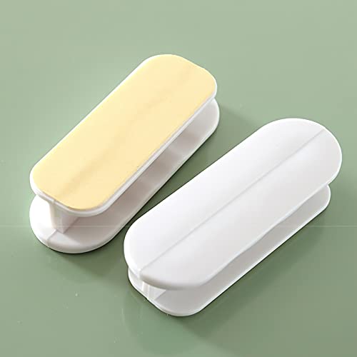 Image of Adhesive Cabinet Handles, Self-Stick Instant Cabinet Handles Alloy No Drilling Push Pull Handles Helper for Kitchen Cabinet Drawer Window Sliding Closet (White, 2 Pcs)