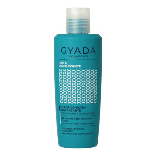 GYADA COSMETICS, Scrub CoWash Rinforzante con Spirulina, Detergente ed Esfoliante, con Microgranuli Vegetali di Nocciole e Mandorle, per Lavaggi Frequenti e Delicati, con Avena e Ginseng, 200 ml