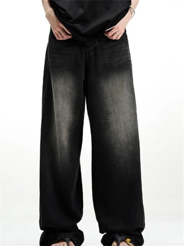 Male Classic Hip Hop Jeans Wide Leg Jeans Straight Leg Retro Loose Trousers Denim Pants3