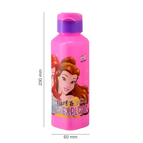 Image of SKi Homeware Lock & Seal Disney Lunch Box + Water Bottle Combo, for School Kids, a Gift for Girls and Boys with Attractive Character Prints and Vibrant Colours (Princess 2)