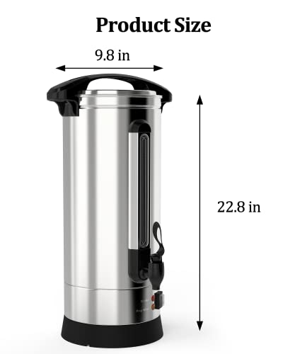 Garvee Commercial Coffee Urn, 60 Cup Extra Large Hot Water Urn, 10L Silver Double Wall Stainless Steel Large Coffee Urns, Quick Brew Commercial Coffee Percolator Electric for Gatherings