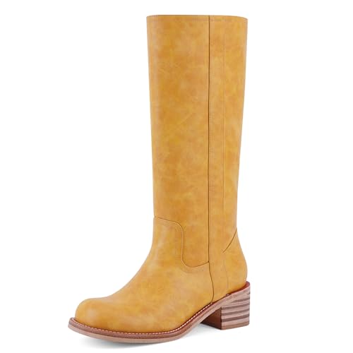 VBDB Mid Calf Wide Calf Boots for Women Square Toe