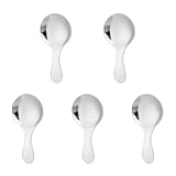 5 PCS Short Handle Spoons Silver Mini Scoops Stainless Spoons for Canisters Small Coffee Scoops Candy Scoops for Condiments Tea Desserts Coffee