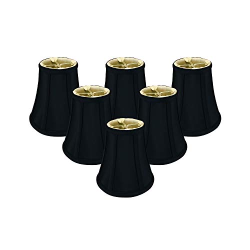 Image of Royal Designs, Inc. BSO-704FC-6BLK /GL-6 True Bell Basic Lamp Shade with Flame Clip, 3.5 x 6 x 6.25, Black with Gold, 6-Pack