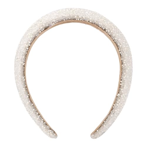 Tihebax ラインストーン ヘッドバンド - ホワイト スパンコール ダイヤモンド パッド入り ヘッドバンド 女性用 - ビーズ クリスタル グリッター キラキラ ヘアバンド 女性用 髪 ヨガ メイクアップ シャワー 女の子