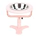 Luocute Raised Cat Food Bowls, Adjustable 15° Tilted Stainless Steel Anti Slip Feeder for Indoor Cats, Suitable for All Ages, Non - Slip (Pink)