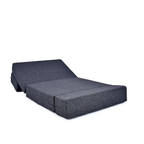 Image of Foldable One Seater Sofa Bed 3 x 6 Ft Jute Fabric Washable Cover Convertible Sofa Bed for Home & Office Guest Room (Finish Color Black Pre-Assembled)
