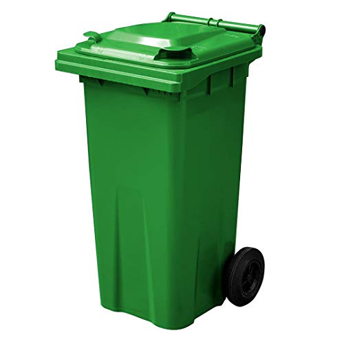 Yellowshield 120 Litre Wheelie Bin - Green, Smallest Household Size, EN 840 standard, Size 490 (w) x 555 (d) x 1005 (h) mm