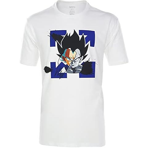 GMYG Dragon Ball Z Super Saiyan Vegeta Mix Fashion Japanese Anime Manga 100% Cotton Premium Mens Short Sleeve T-Shirt White Cover