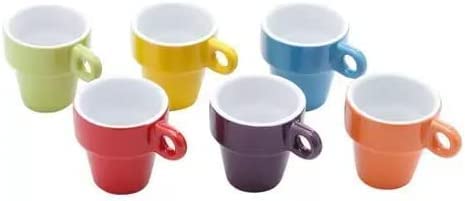 Jogo 6 Xícaras Para Café Expresso Coloridas Com Suporte 50ml