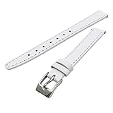 WatchWatchWatch White Smooth Stitched Ladies' Leather XL Watch Strap 10mm Silver Buckle C095