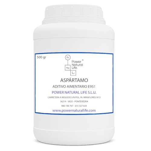 Aspartamo Granular | Power Natural Life | Bote 500 g | Aditivo Alimentario E951 | Edulcorante de Alta Intensidad | Uso Alimentario, Técnico e Industrial