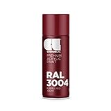 CL COSMOS LAC Sprühlack rot, glänzend - Spraydosen Sprühfarbe DIY Lack Acryllack Spray Farbspray Sprühdose Lackspray Farbe für Kunststoff, Metall, UVM. (RAL 3004 - Purpurrot)