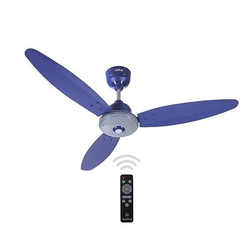 ACTIVA Gracia 1200mm Ceiling Fan, 3 Wider Blade, BLDC 28 Watt Motor Fan with LED Light, Energy Saving, Full Remote Control Home Ceiling Fan, 5 Years Warranty - Silver Blue