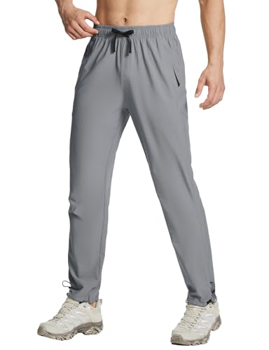 baleaf Men's Hiking Pants Lightweight Quick Dry Water Resistant Elastic Waist Cargo Pants with Zip Pockets for Outdoor
