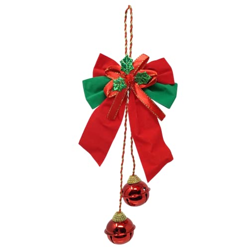 Christmas Door Hangers - Set Of 3 Jingle Bell Hangers - Red Bows With Green Red And Gold Accents - Christmas Decorations #TOP4