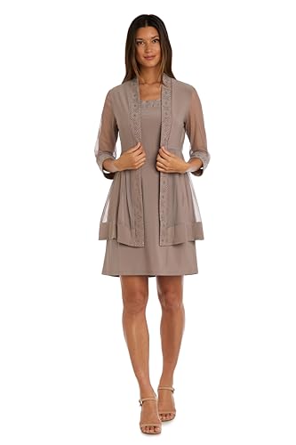 Image of R&M Richards Women's 2-Piece Jacket Dress Set | Knee Length Sheath W / 3 /4 Sleeve Jacket | Mother of the Bride Cocktail Party