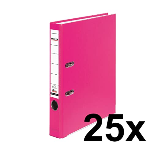 Original Falken 25er Pack PP-Color Kunststoff-Ordner. Made in Germany. 5 cm schmal DIN A4 Pastell-Farbe pink Ringordner Vegan Aktenordner Briefordner Büroordner Plastikordner Schlitzordner