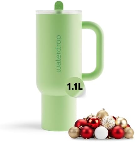 Waterdrop® Thermal Mug with Straw, 1.1 L, Leak-Proof, Robust Water Bottle with Hinged Straw, Keeps Cold for 12 Hours, Drinking Cup with Lid, Insulated Stainless Steel Bottle image 2