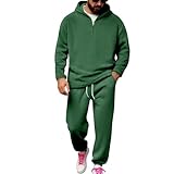 Generisch Jogginganzug Herren Set Trainingsanzug Herren Zweiteiler Fleece Anzug Winter Sportanzug Langarm Half Zip Kapuzenpullover Mit Kapuze Und Jogginghose Freizeitanzug Oversize Tracksuit