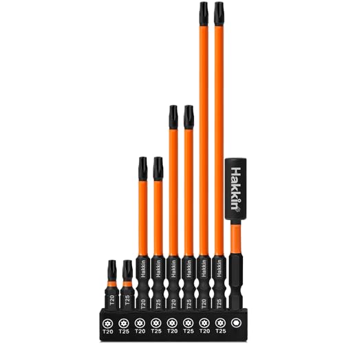 Image of Hakkin 9pcs T20 T25 Tamper Proof Security Torx Bits | S2 Steel Torx Bit Set 25mm 75mm 100mm 150mm Screwdriver Bits with 75mm Bit Extension Holder