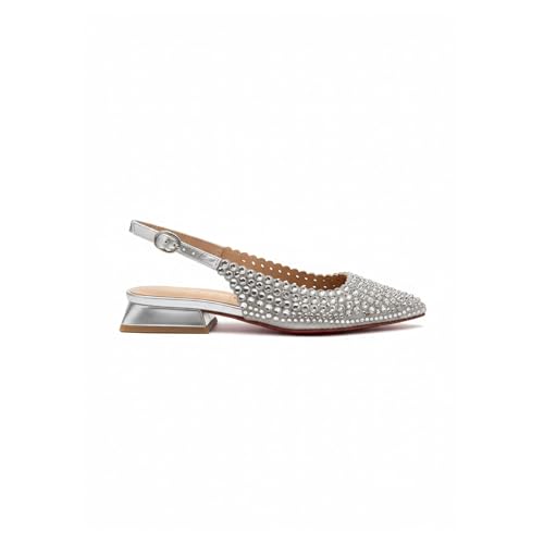 Alma en Pena V26100 - Zapatos de piel para mujer, plateado, 40