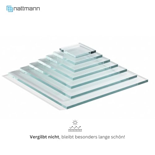 nattmann Acrylglas - XT - PMMA - Acrylplatte & Acrylscheibe 2-10 mm - Klare & Transparente Kunststoffplatte - für Hobby & Bastler - 3 mm, 200 x 200 mm