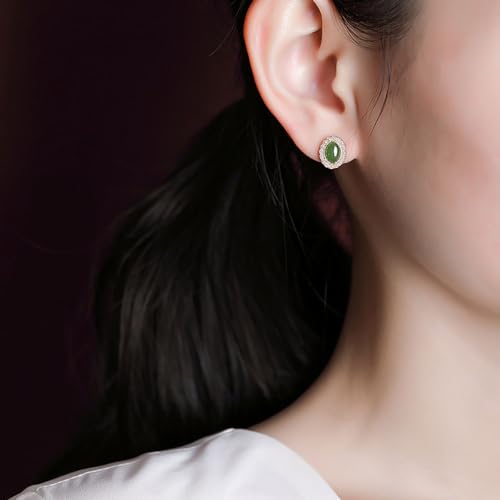 Boucles d'oreilles en perles de jade vertes et argent sterling - 3