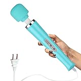 CHARMING Wired Powerful Handheld Back Massager with 10 Strong Vibrations Modes, Personal Therapy Massager for Sports Recovery, Muscle Aches, Body Pain-Light Blue