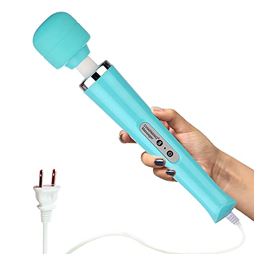 Image of CHARMING Wired Powerful Handheld Back Massager with 10 Strong Vibrations Modes, Personal Therapy Massager for Sports Recovery, Muscle Aches, Body Pain-Light Blue