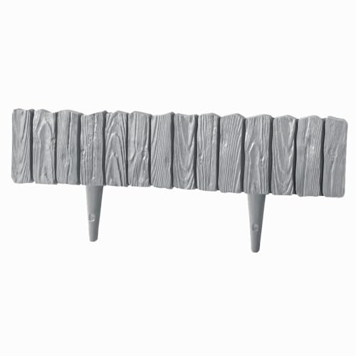 Garden Palisade Lawn Edging Wall Lawn Border Garden Fencing DIY Flexible Landscape 2.32m in the Box Wood Effect Modern Fawn Flowers Path Separator (Grey)