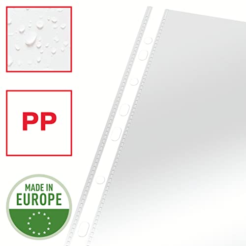 Esselte Standard Prospekthüllen-Set, 100 Stück, A4 Format, Farblos mit glänzender Oberfläche, Obere Öffnung, 0,055 mm PP-Folie, 56066