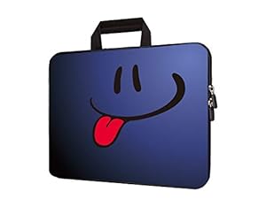 HEABPY 15 inch Neoprene Laptop Carrying Bag Case Notebook Ultrabook Sleeve Tablet Travel Cover with Handle Zipper Fits 14 15 15.4 inch Netbook/Laptop (Blue Tongue)