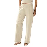 Genérico Pantalones Termicos Mujer Invierno Mallas Pantalones algodón Cintura Media Rectos Casuales Color sólido otoño/Invierno para Mujer Invierno Pantalones Senderismo Mujer Izas (White, XXXL)