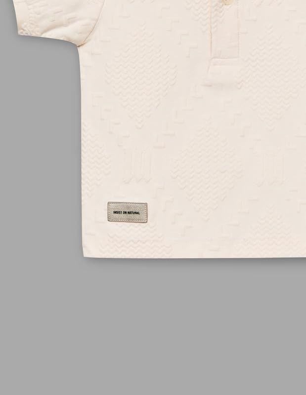 RUFF Off White Self Textured Polo Neck T-Shirt | Half Sleeves | Casual Wear 3