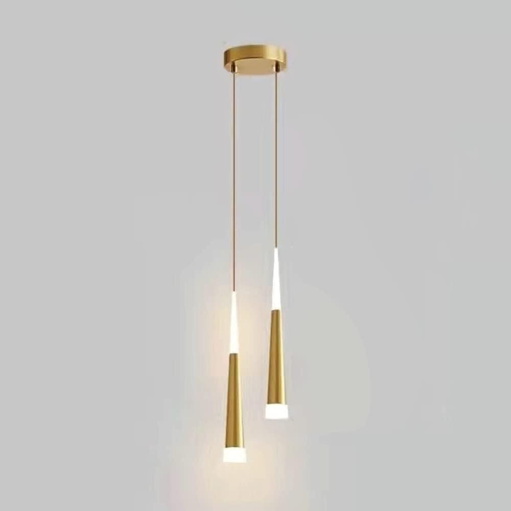 Lámpara colgante lineal dorada LED art deco de tubo largo para techo de cocina