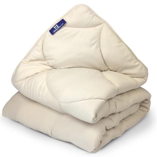 Slaapspeciaal Bettdecke ohne Bezug 140x200cm - Ganzjahresdecke [Wärmeklasse 2] Atmungsaktiv und Regulierend - Gelfasern für Daunengefühl - Waschbare allergiker Bettwäsche - Beige