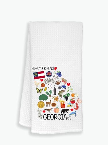 Moonlit93 Georgia State Map Kitchen Towel, U.S. State Souvenir Tea Towel, Multi-Purpose Towel, Soft & Absorbent Kitchen Towel, Towel for Georgia Lovers, Travel Georgia Souvenir