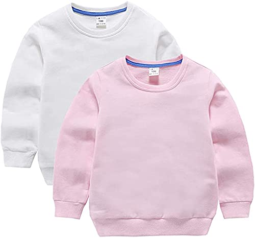 Image of HAXICO Unisex Kids Solid Cotton Thin Pullover Sweatshirt T-Shirt Toddler Baby Crewneck Long Sleeve Tshirts Tops Blouse
