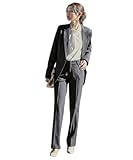 [ニッセン] レディーススーツ トールサイズ 洗えるパンツスーツ（ロング丈テーラードジャケット＋ストレートパンツ）（タテヨコストレッチ・リスピィ素材使用） 黒 5LTT