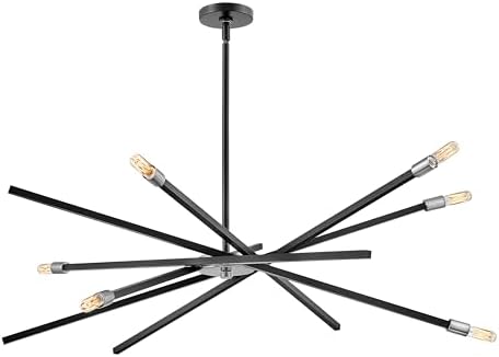 Hinkley Archer Six Light Large Adjustable Single Tier Chandelier, Modern, Articulating Arms, Satin Black