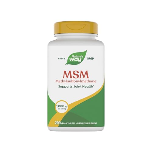 Nature's Way MSM, Supports Joint Health*, Healthy Hair & Nails*, 1000 mg per Serving, Gluten Free and Vegan, 200 Tablets (Packaging May Vary) - image 1