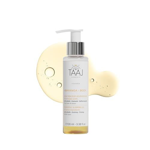 TAAJ | Aceite adelgazante ayurvédico   ABHYANGA | Aceite anticelulítico reafirmante y drenante | Reafirma y suaviza la piel | Reduce la apariencia de la celulitis | Vegano | 100 ml