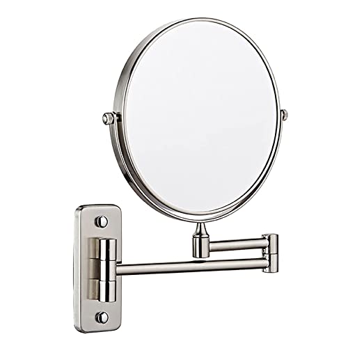 Miroir cosmétique double face mural doté d'une extension 5X rigide